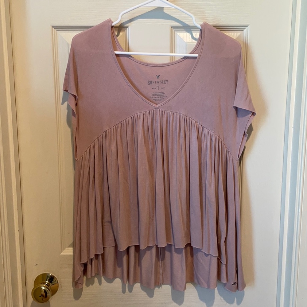 American Eagle Pink Peplum Top